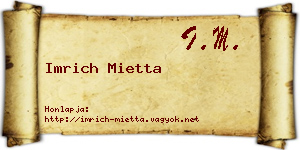 Imrich Mietta névjegykártya